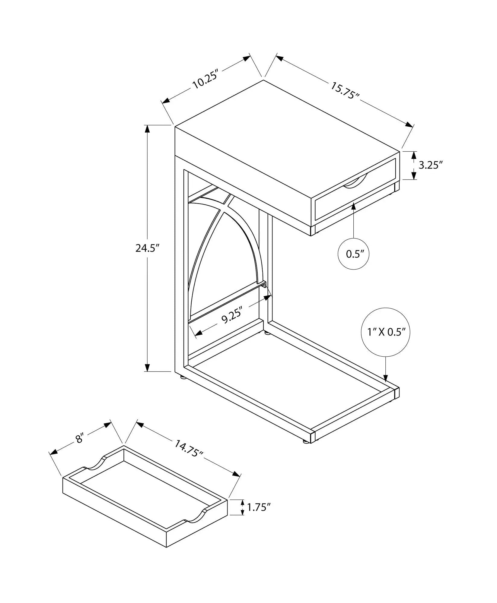 Accent Table, C - Shaped Glossy Contemporary & Modern - White by Unique Piece Furniture