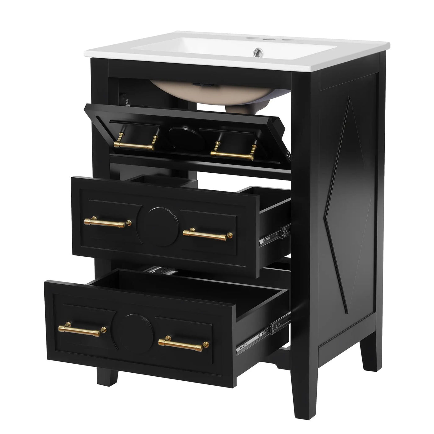 Bathroom Vanity With Sink, Free Standing 3 Drawer Storage Cabinet by HouseOfZazla