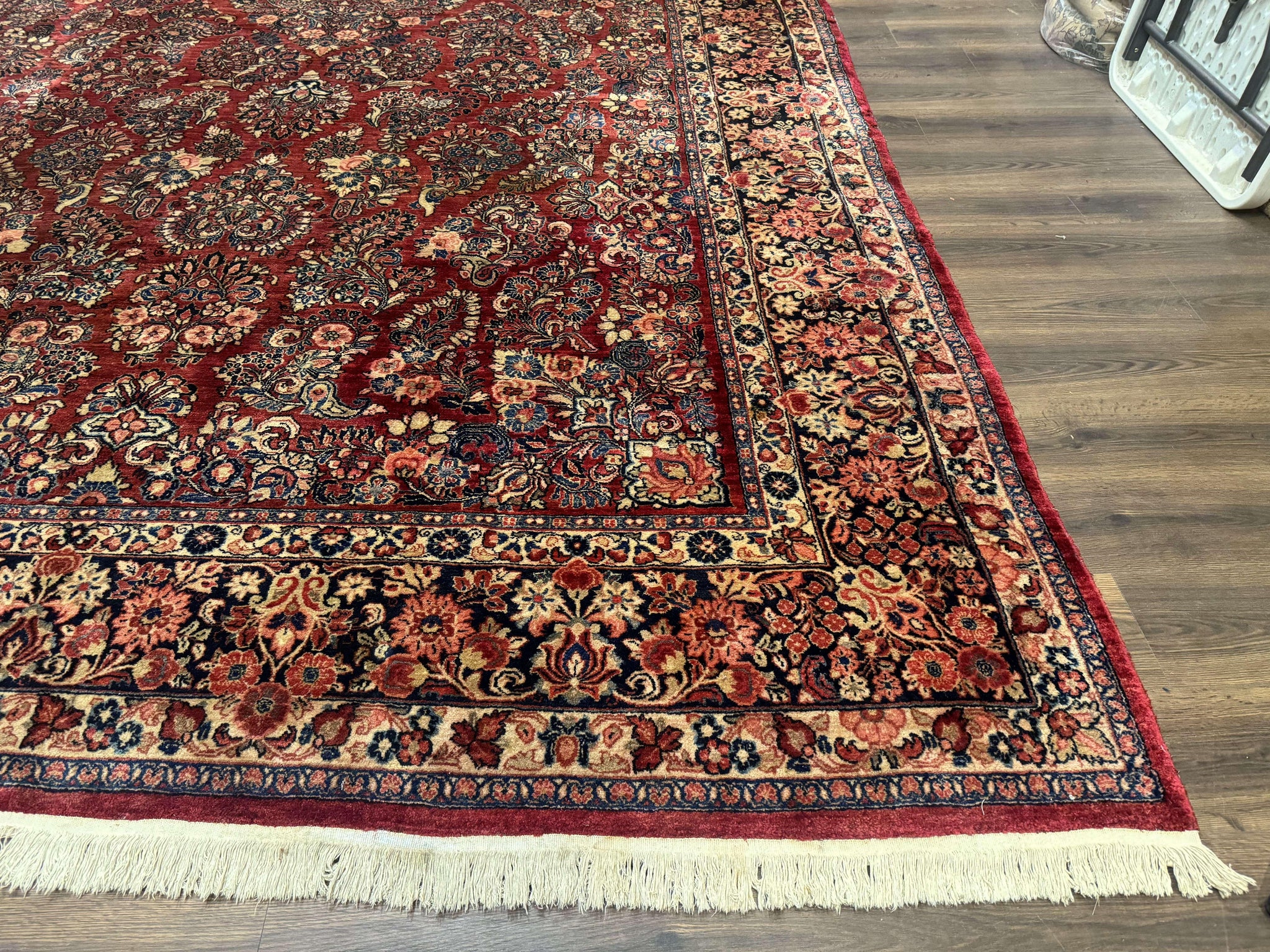 Large Persian Sarouk Rug 10x17, Palace Size Antique Persian Carpet, Red, Floral Allover, Traditional Persian Rug, Oversize Handmade Wool Rug by Jewel Rugs