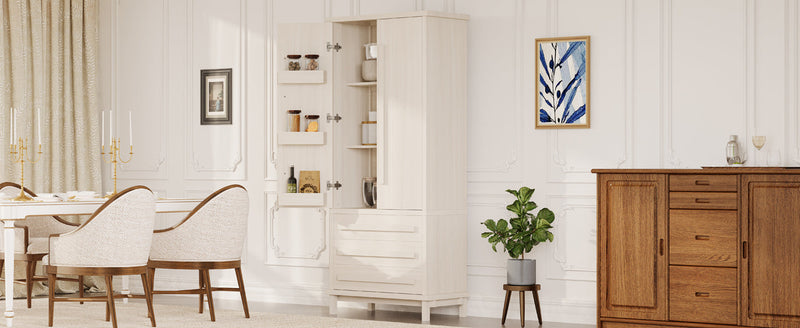 70" Kitchen Pantry Cabinet with Solid Wood Handles and Adjustable Storage by HouseOfZazla