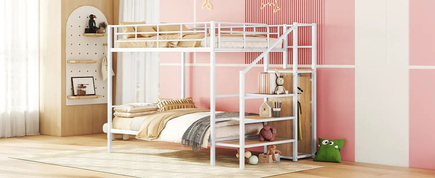 Bunk Bed With Lateral Storage Ladder And Wardrobe by HouseOfZazla
