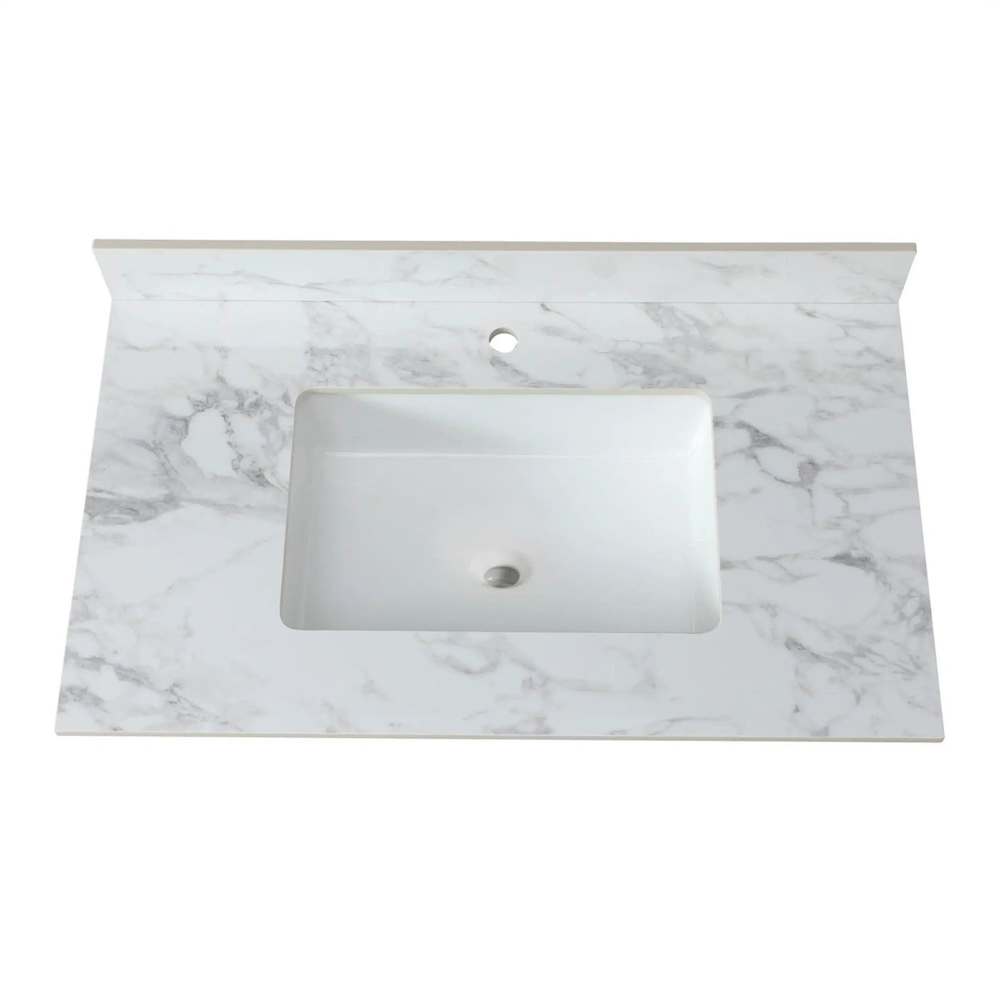 Elegant Bathroom Vanity Top With Rectangular Ceramic Sink And Backsplash by HouseOfZazla