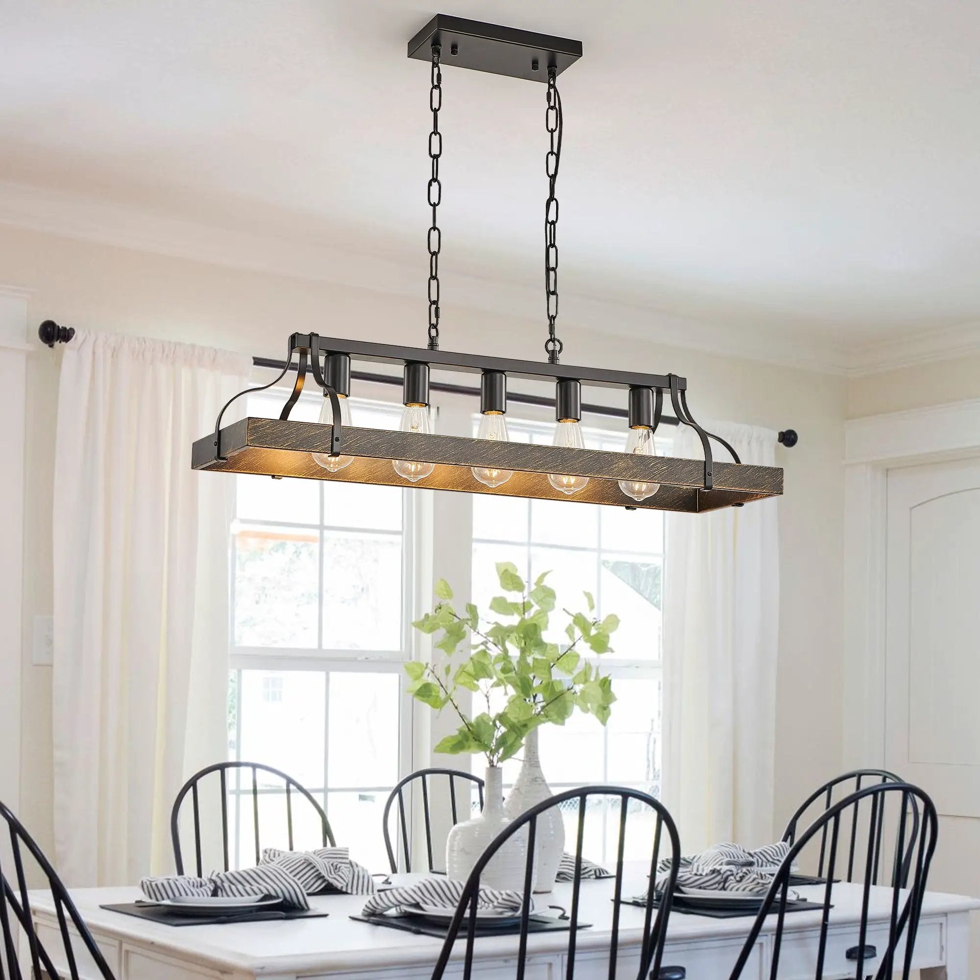 34-Inch Black and Gold Vintage Pendant Light by HouseOfZazla