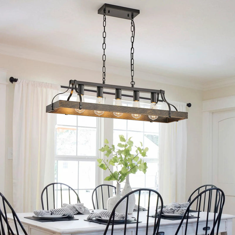 34-Inch Black and Gold Vintage Pendant Light by HouseOfZazla