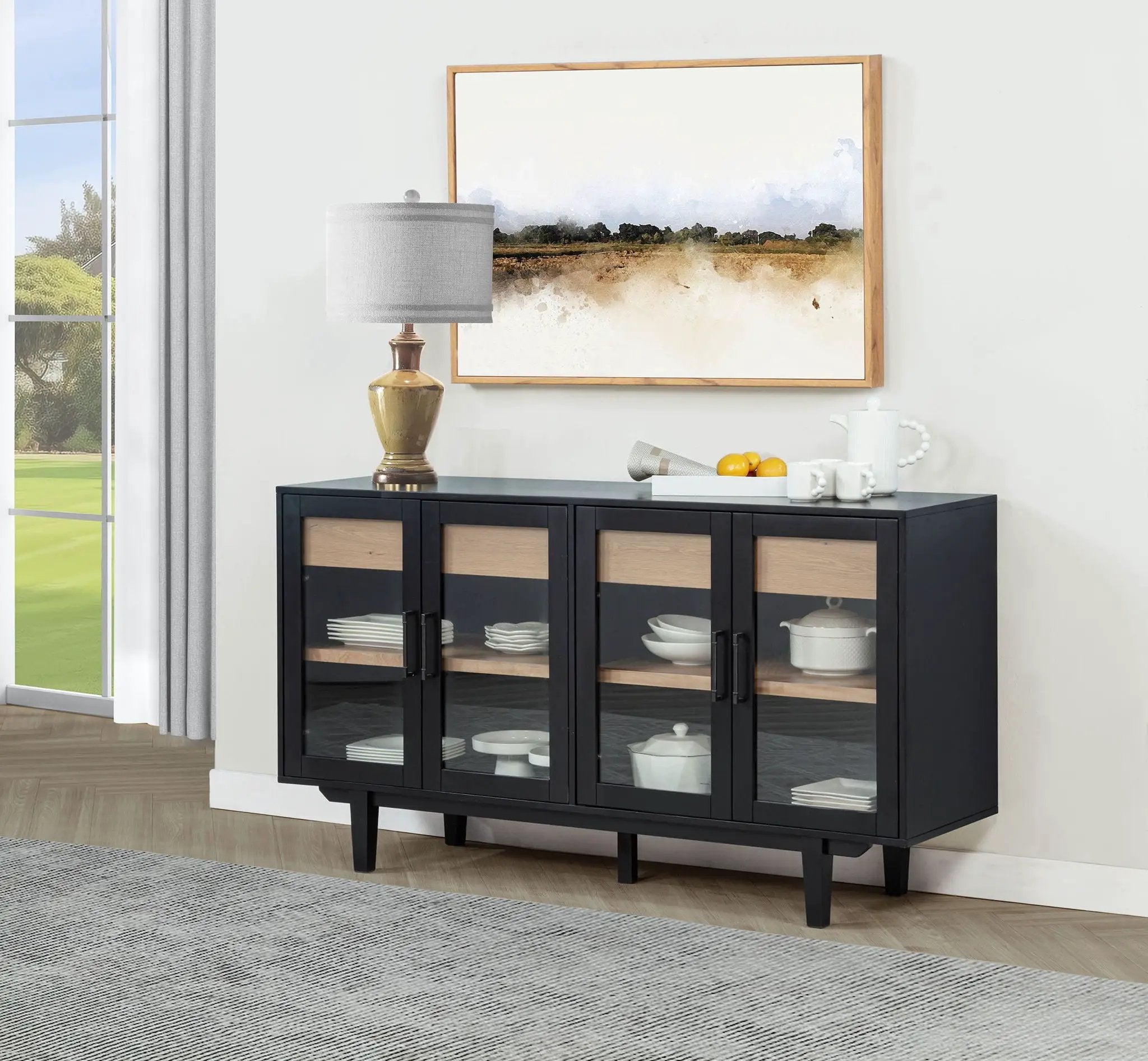 Middleton 4-door Sideboard Server with Dual Drawers Black by Unique Piece Furniture