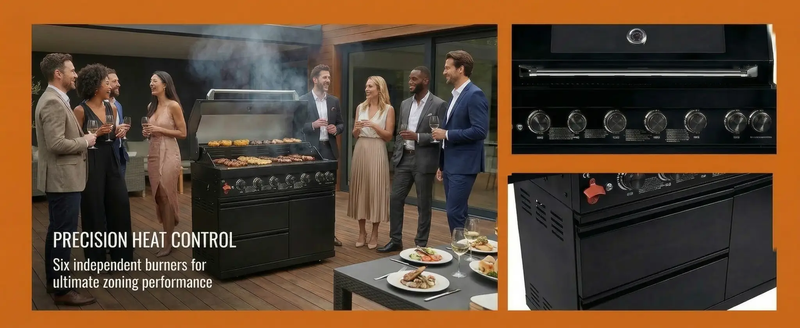 43" 6-Burner Natural NG Black Outdoor Kitchen Island Grill by Chery Industrial