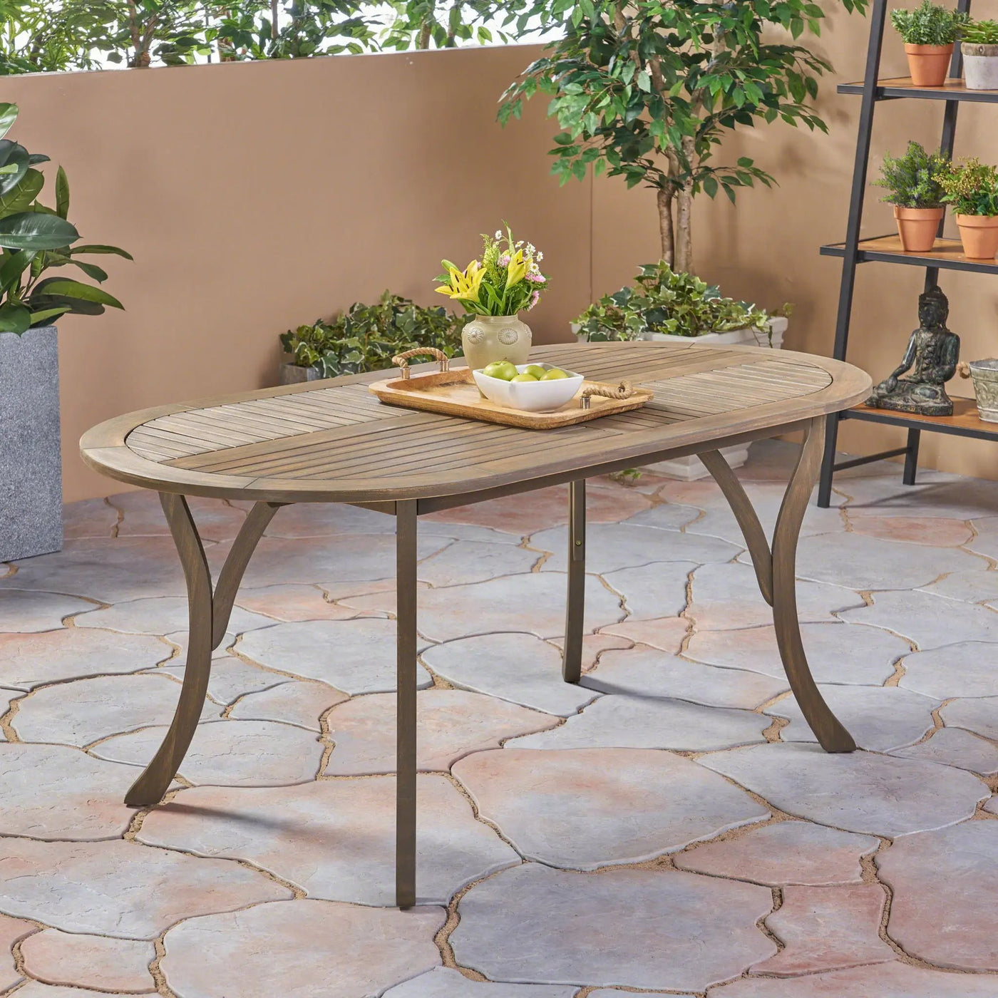 Outdoor Table With Smooth Lines, Slat Top by HouseOfZazla
