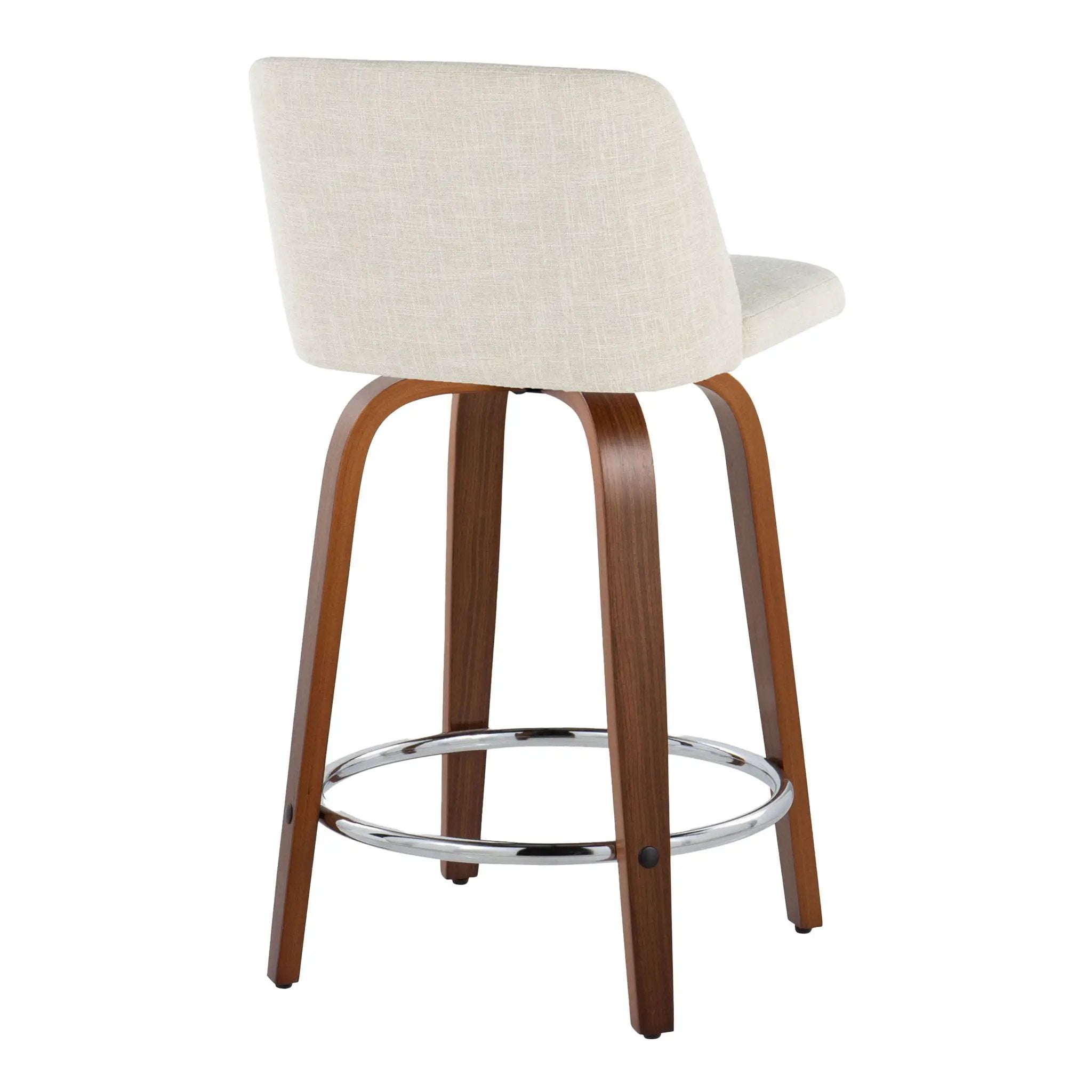 Toriano - Mid Century Modern Fixed Height Counter Stool With Swivel With Round Footrest (Set of 2) by HouseOfZazla