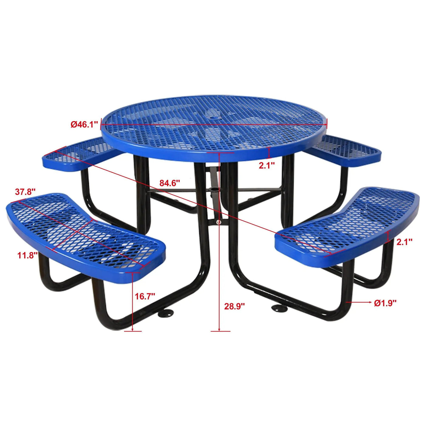 Round Outdoor Steel Picnic Table With Umbrella Pole by HouseOfZazla