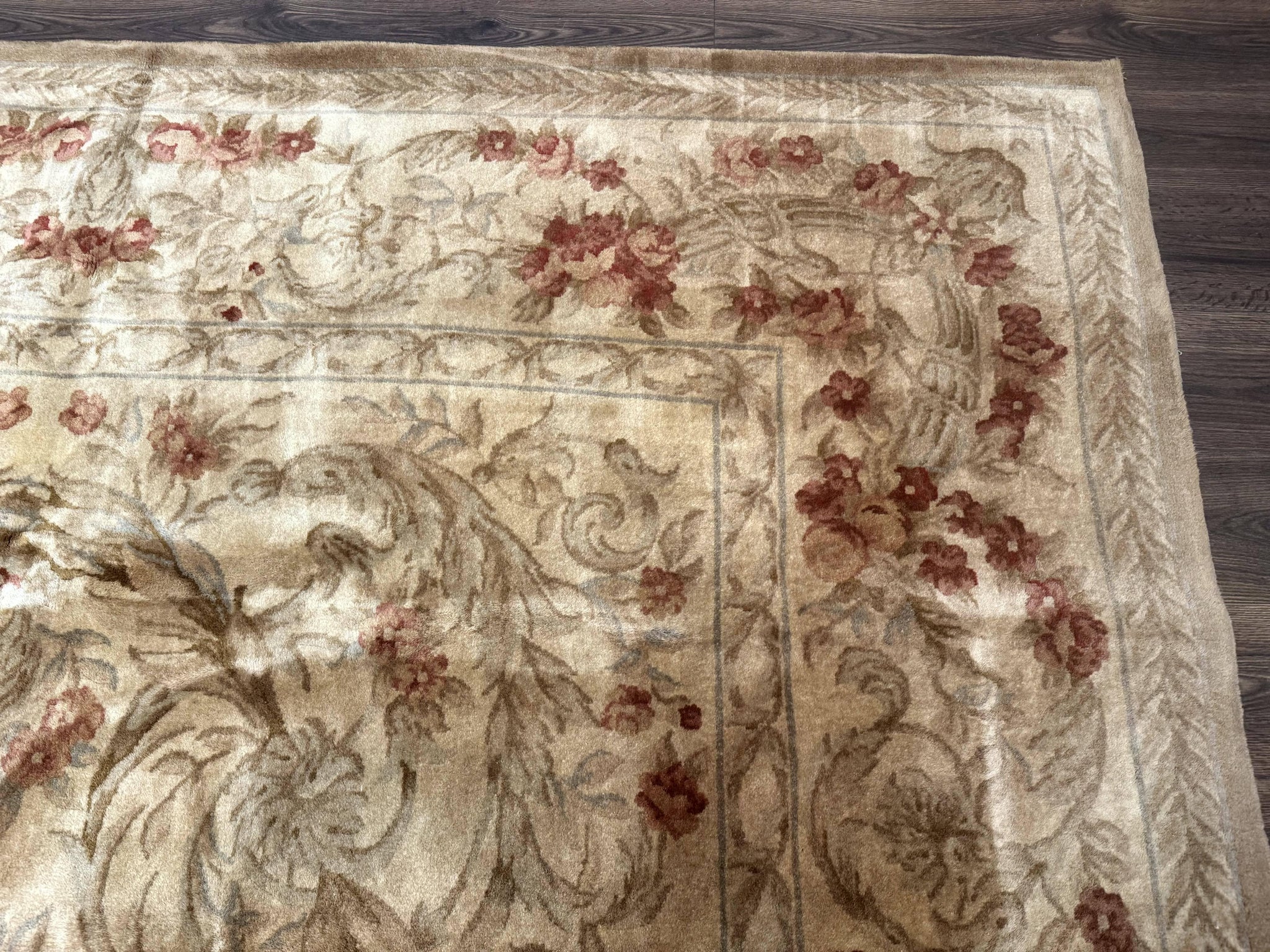 Chinese Aubusson Wool Rug 10x14, European Design, Thick Wool Pile by Jewel Rugs
