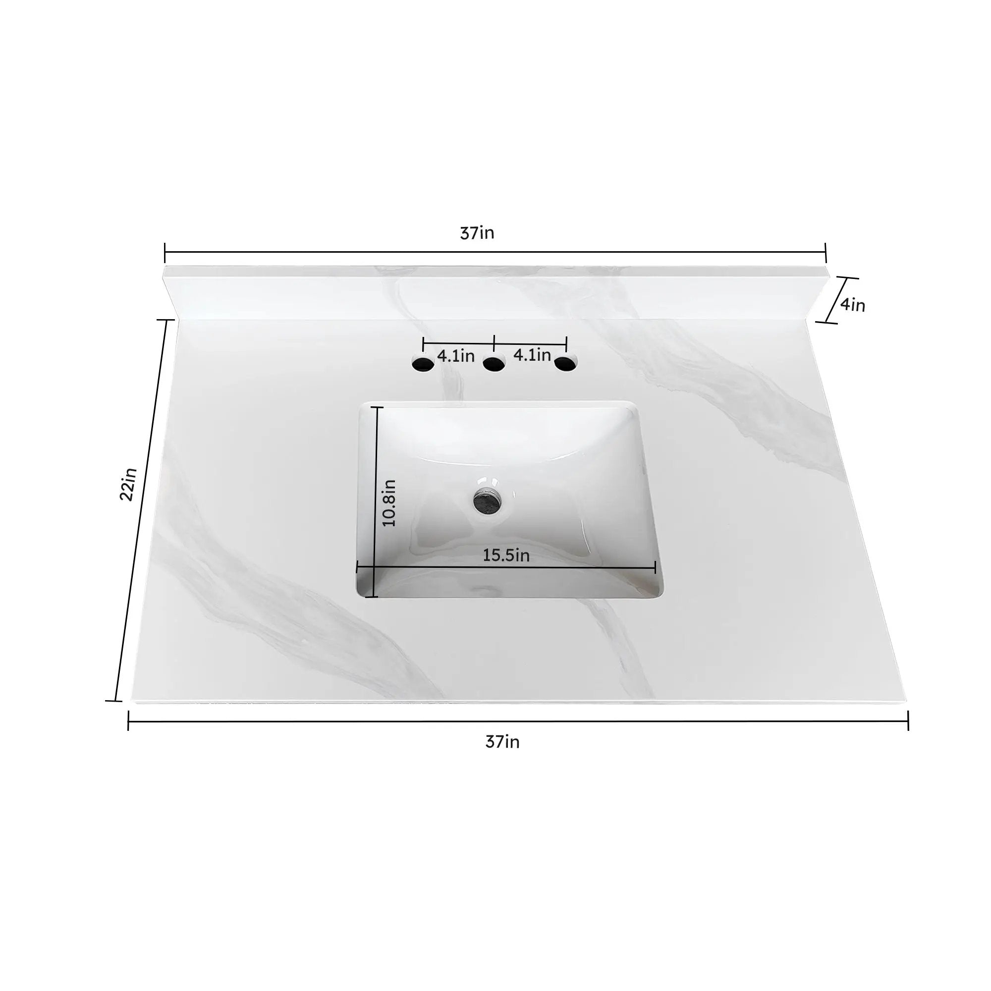 37-Inch Quartz Bathroom Vanity Top by HouseOfZazla