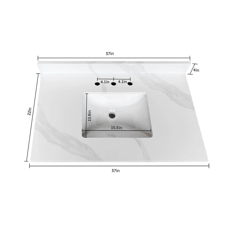 37-Inch Quartz Bathroom Vanity Top by HouseOfZazla