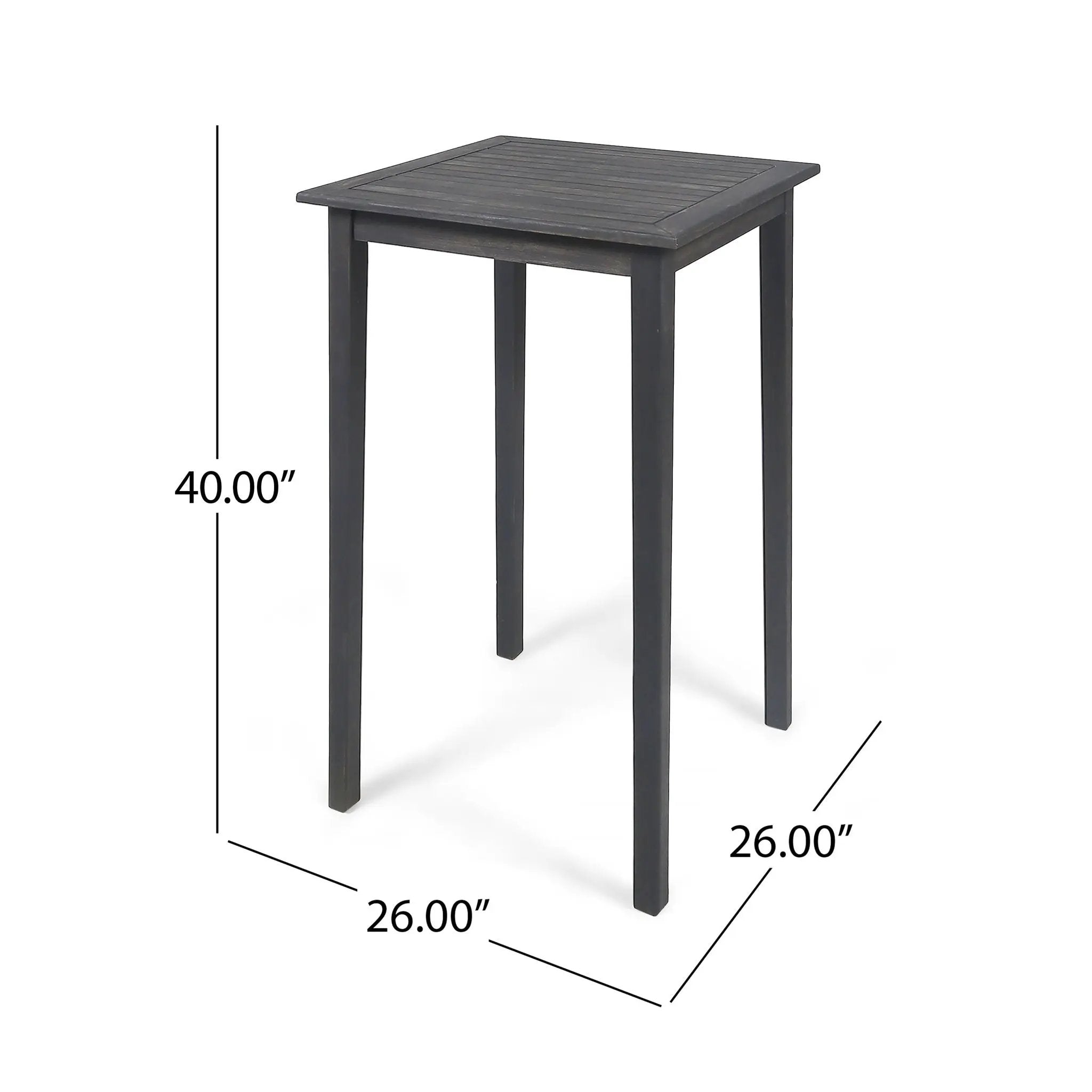 Outdoor Minimalist Acacia Wood Square Bar Table by HouseOfZazla