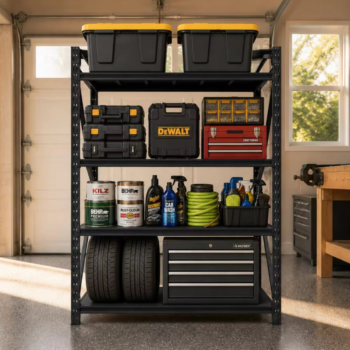 Metal Storage Shelving Unit, 4-Tier 6000LBS Adjustable Garage Shelving Rack, 47.24" W x 19.69" D x 71.65" H, Steel Storage Shelf Organizer for Garage, Workshop, Basement, Pantry, photo 7 of 10