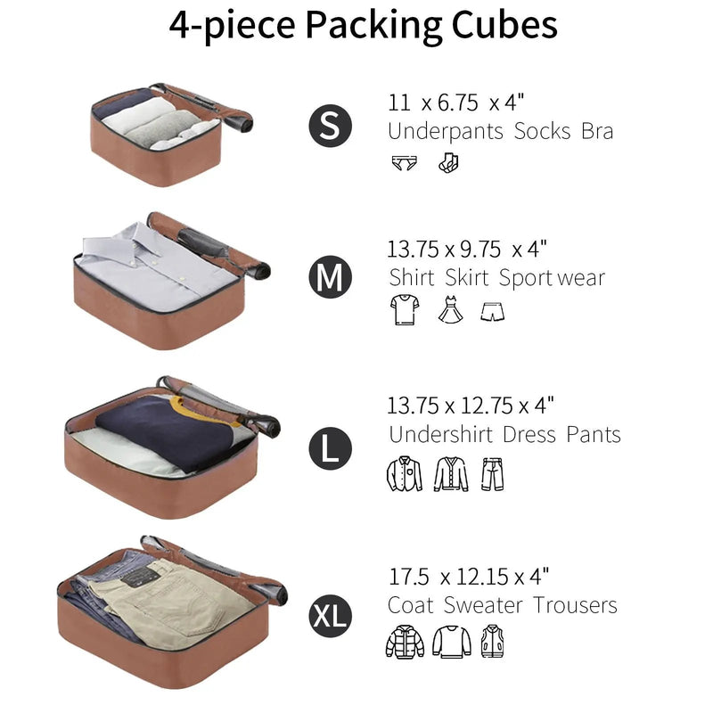 4 Piece Luggage Set Suitcase Set, Abs Hard Shell Lightweight Expandable Travel Luggage With 4 Packing Cubes, Tsa Lock, Spinner Wheels (16 / 20 / 24 / 28) - Coffee by HouseOfZazla