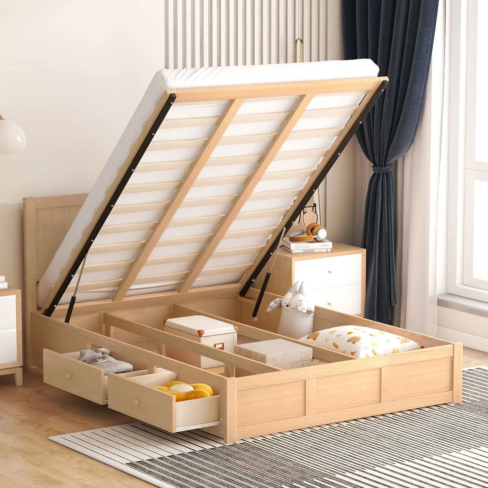 Platform Bed With Underneath Storage And 2 Drawers by Unique Piece Furniture