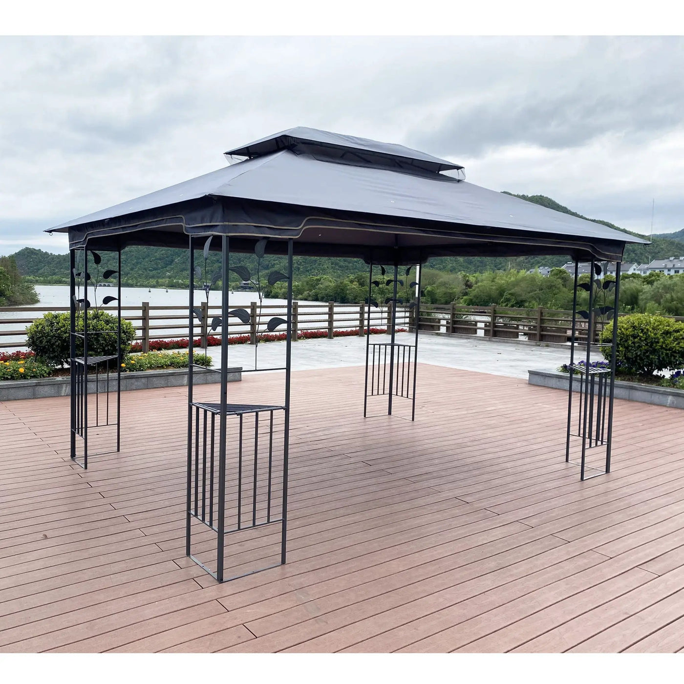 Patio Gazebo Tent With Ventilated Double Roof And Mosquito Net For Backyard Or Garden by Unique Piece Furniture