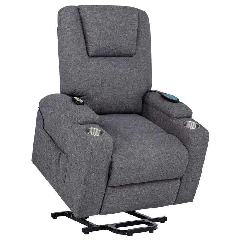 Louie Chenille Upholstered Power Lift Massage Chair Grey by Unique Piece Furniture