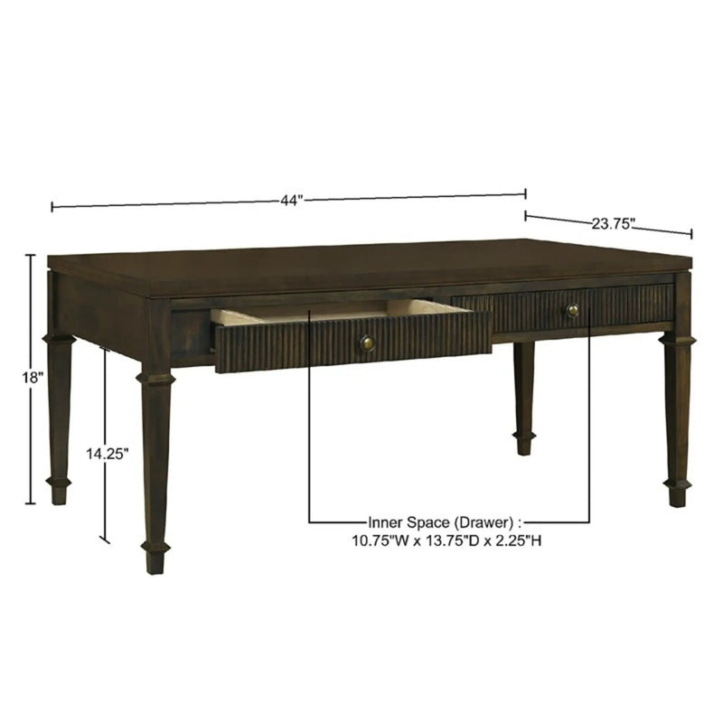 Fluted 2 Drawer Coffee Table - Brown by HouseOfZazla