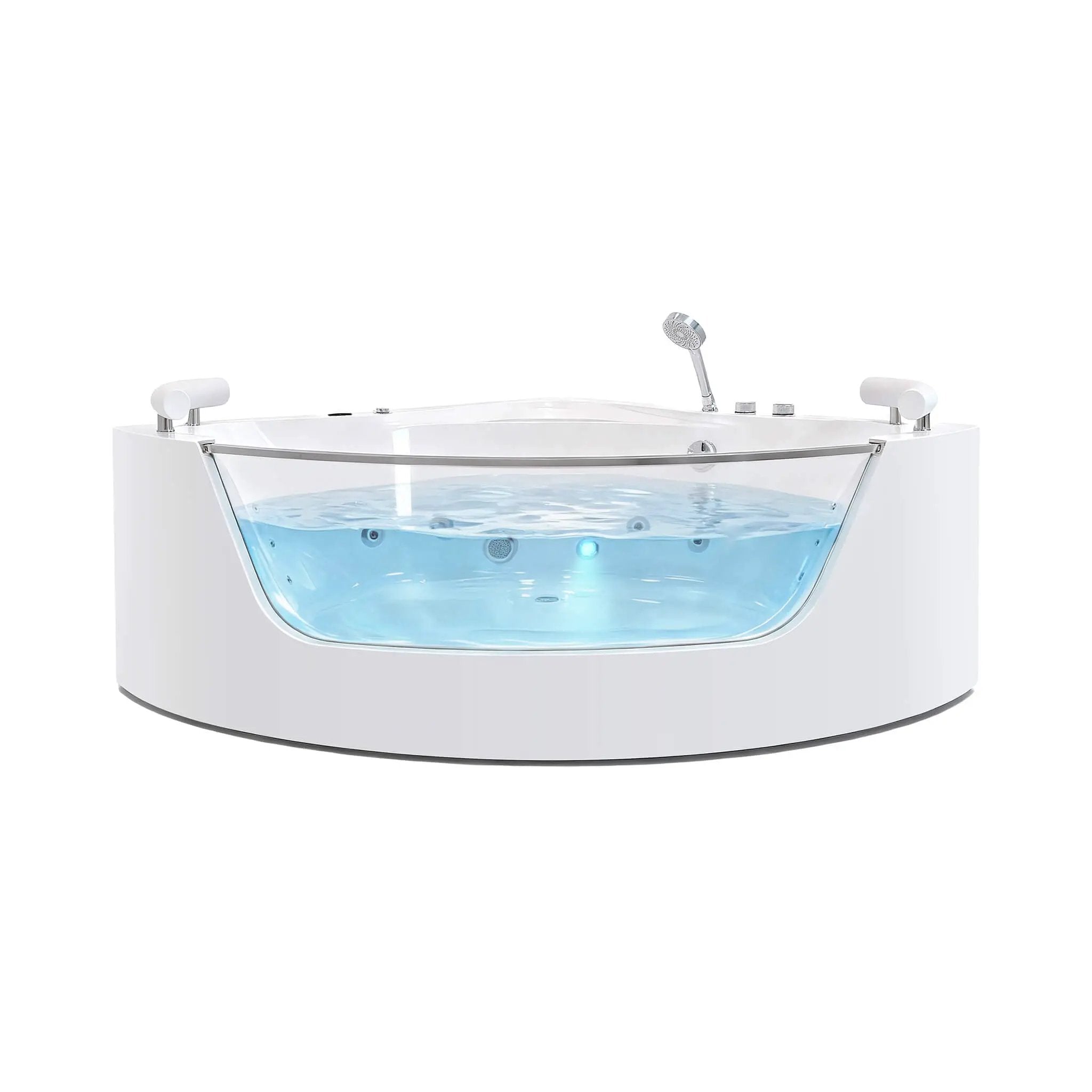 Nuvia Serenity 59-Inch 2-Person Acrylic Corner Whirlpool 16-Jet Hydro Massage Bathtub With Heater Rainbow Light (SAK12058) by SAKSBY WHOLESALE