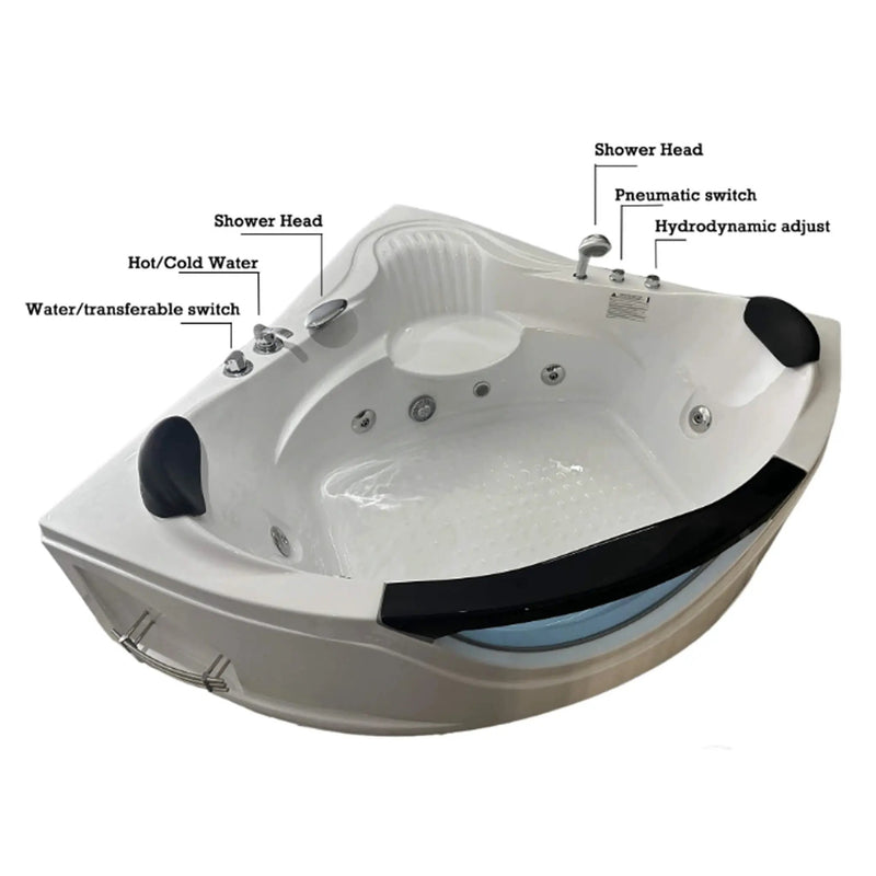 Nuvia Celestia 59-Inch 2-Person Luxury Corner Whirlpool Jetted Bathtub (SAK97310) by SAKSBY WHOLESALE