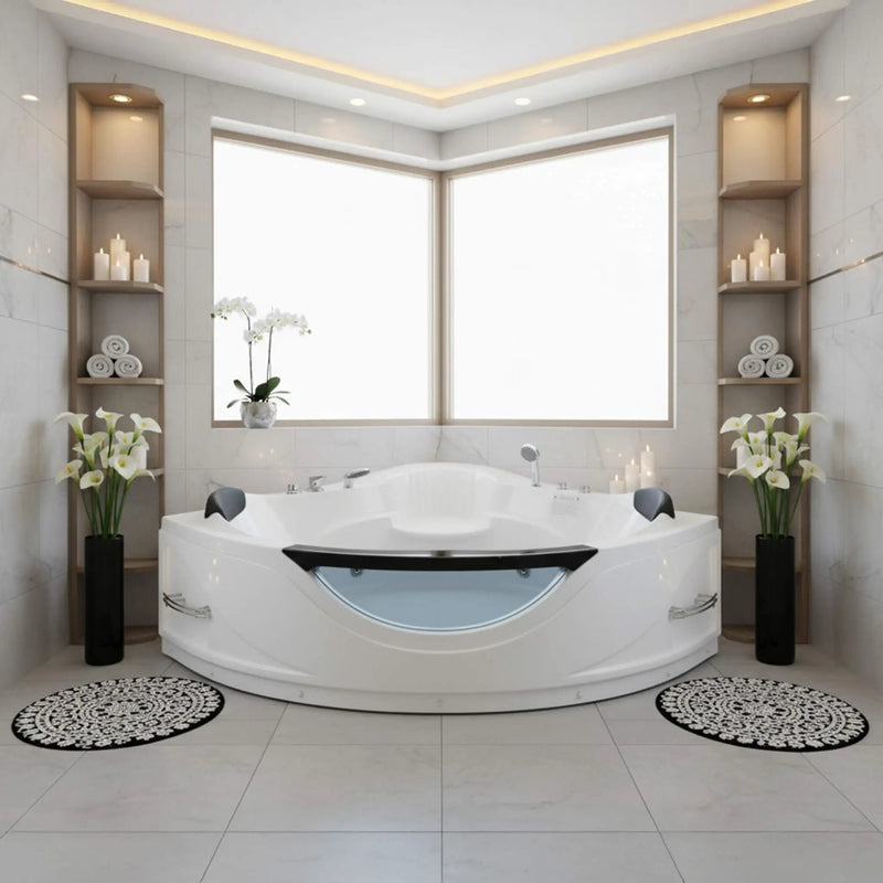 Nuvia Celestia 59-Inch 2-Person Luxury Corner Whirlpool Jetted Bathtub (SAK97310) by SAKSBY WHOLESALE
