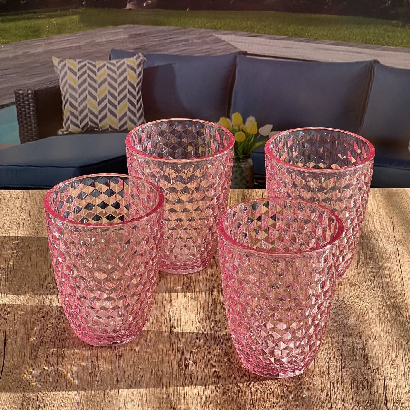 Leading Ware Diamond Cut Acrylic Glasses Drinking (Set of 4) by HouseOfZazla