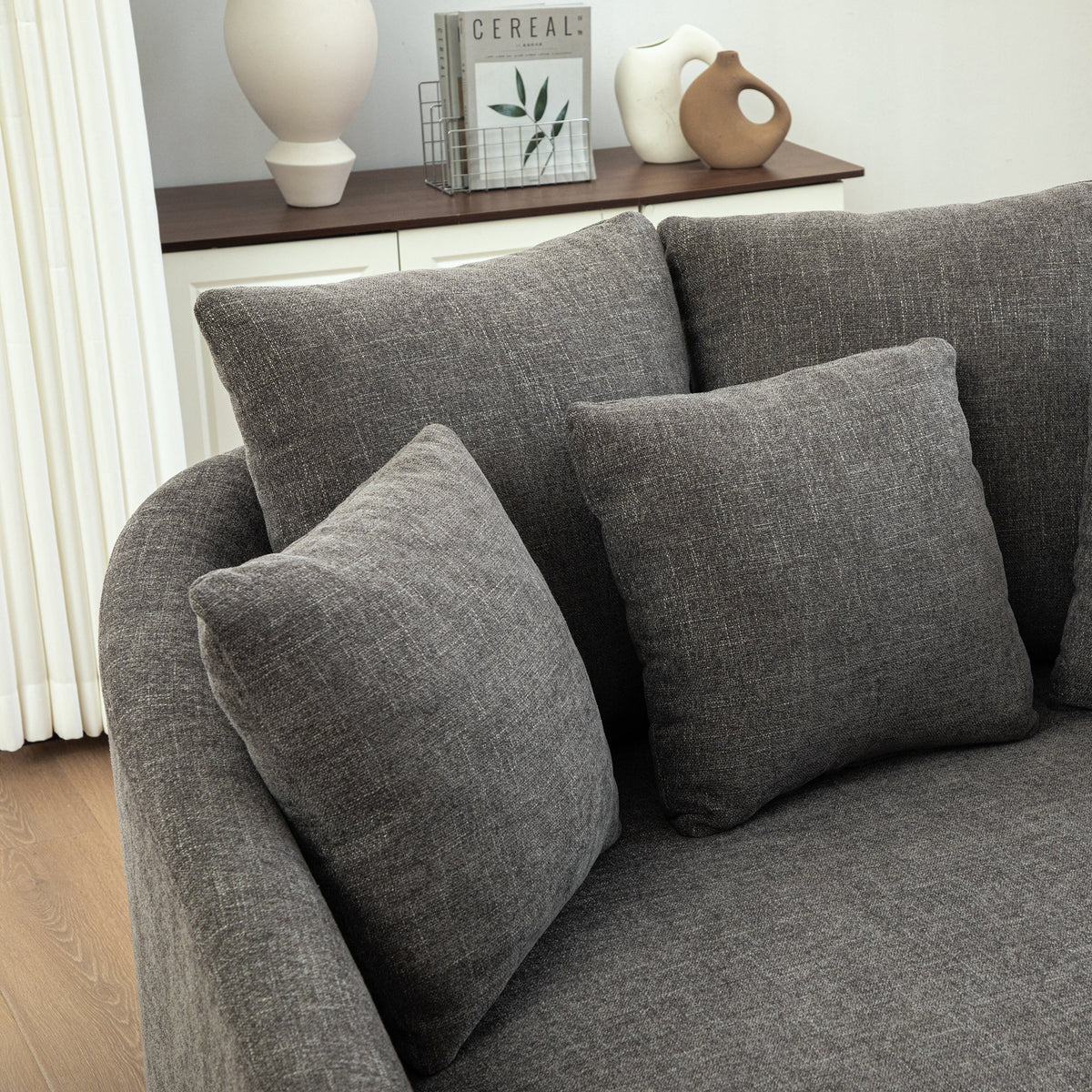 56.3'' Wide Upholstered Round Accent Cuddle Chaise with Cozy Chenille - Default Title, photo 6 of 8