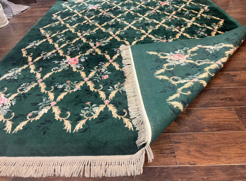 Karastan Garden of Eden Rug 8.8 x 11.8, Green Savonnerie 509/1733, Wool by Jewel Rugs