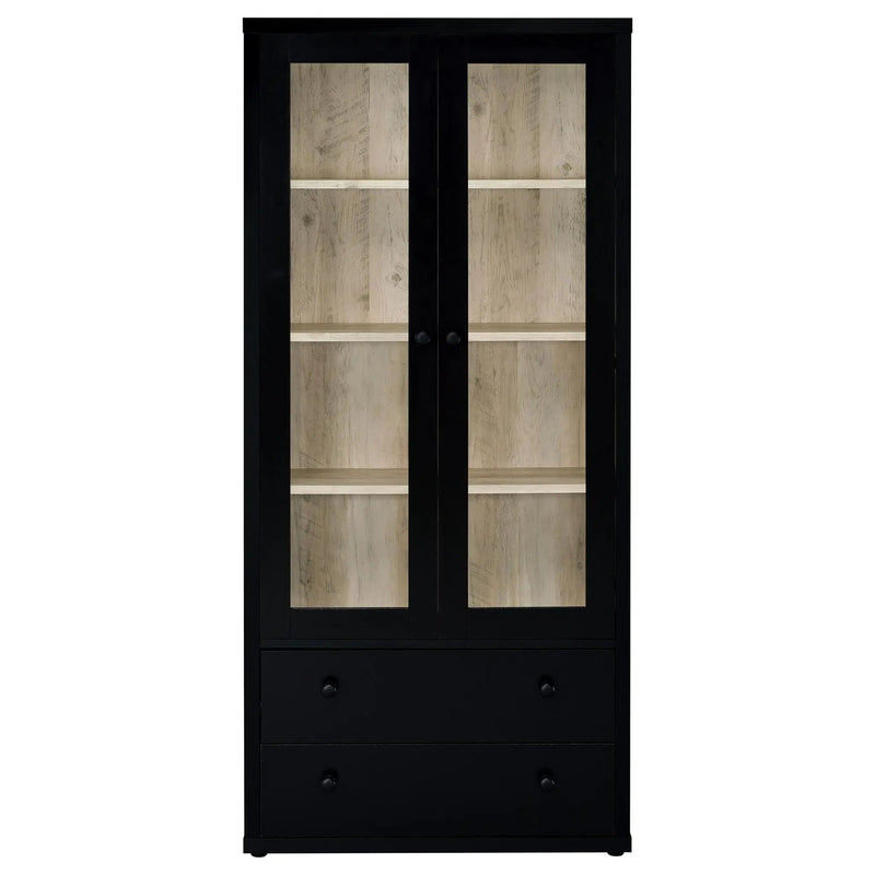Hawthorne 4-shelf Glass Door Cabinet with Drawers Black by Unique Piece Furniture