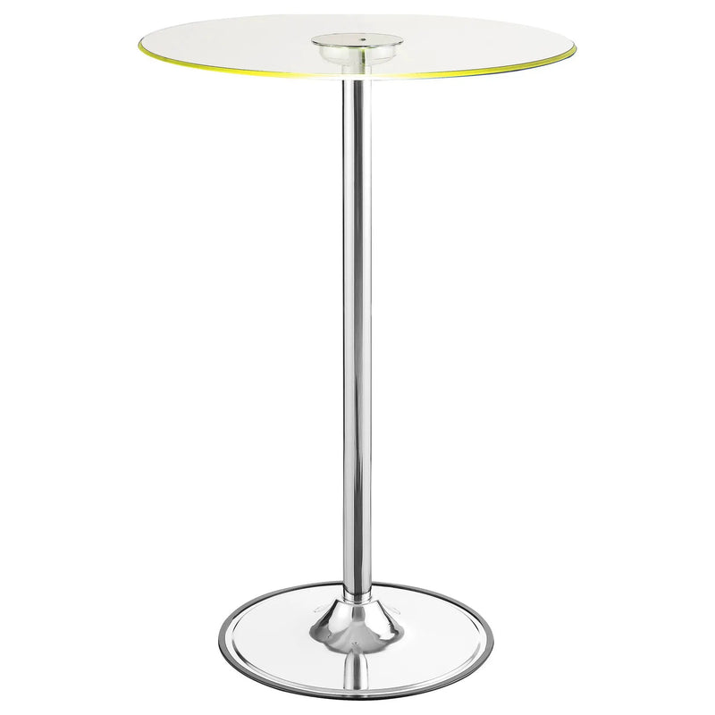 Thea Round 28-inch Glass Top LED Bistro Bar Table Chrome by Unique Piece Furniture