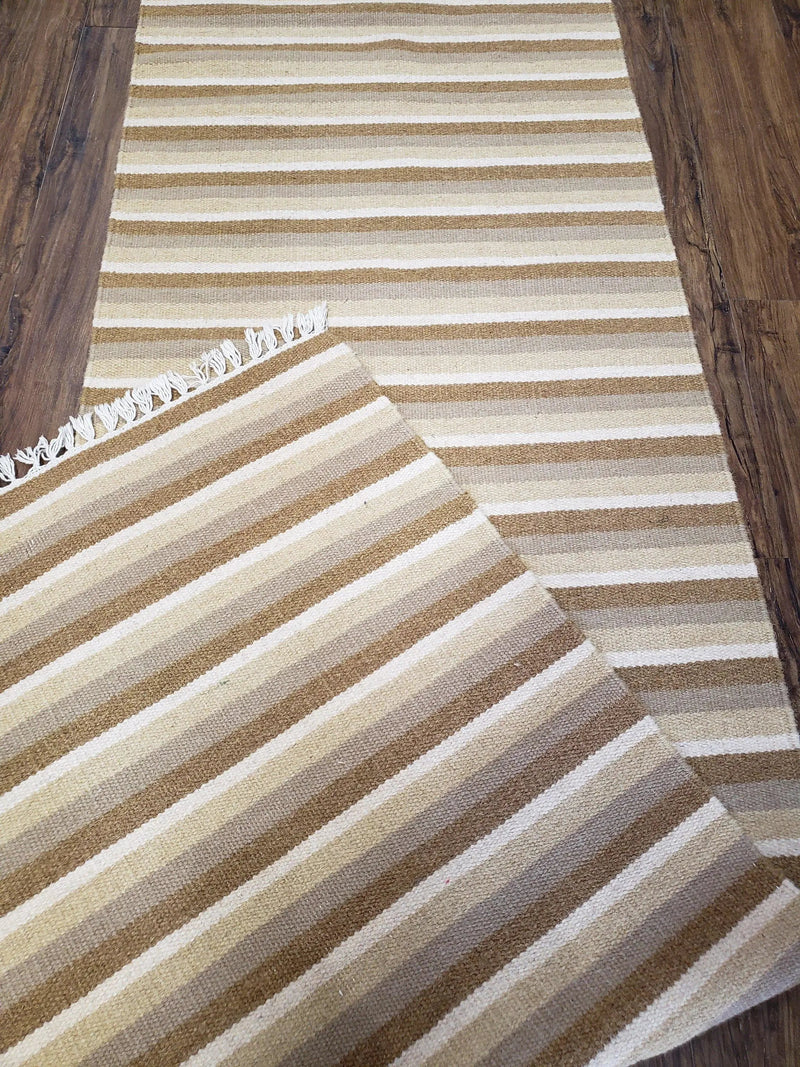 Striped Runner Rug, Flatweave Runner Rug, Hallway Runner, 15 ft Carpet Runner for Hall, Earth Tone Colors, Handmade Hand Woven Farmhouse Rug by Jewel Rugs