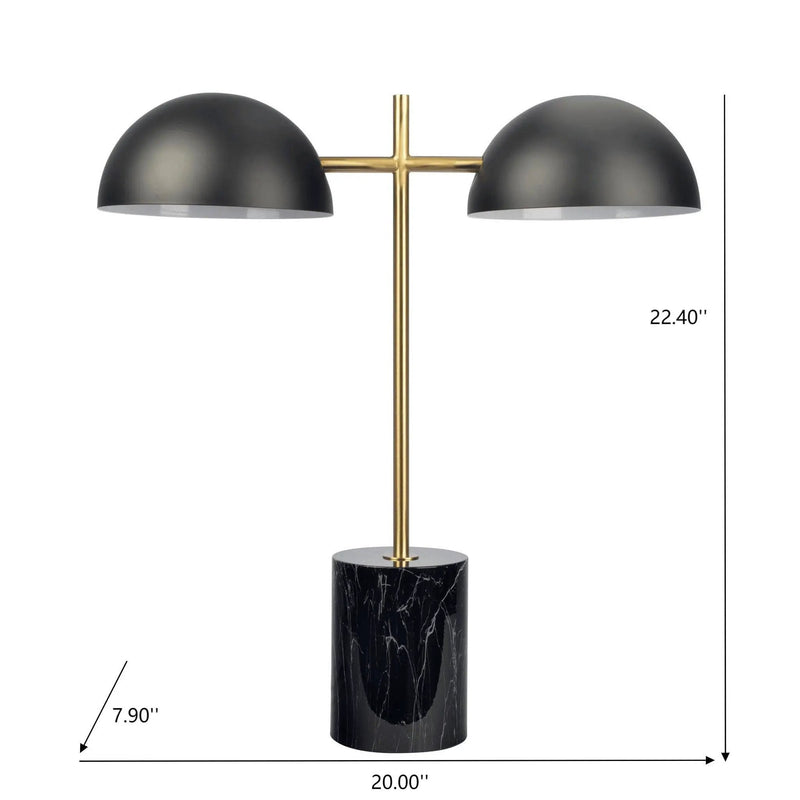 Nova - Hydro Table Lamp With On / Off Switch Double Lamp - Black / Gold / Marble by HouseOfZazla