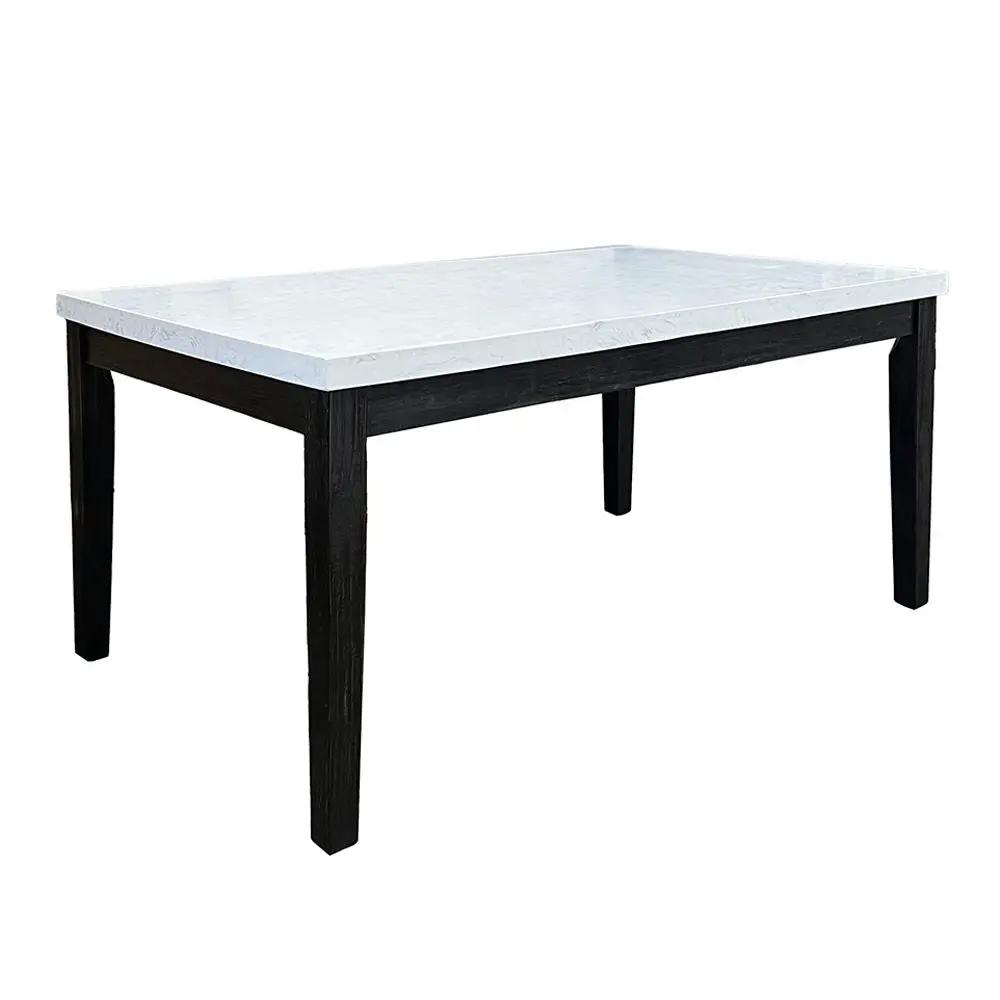 Nolan - Dining Table - White Natural Marble Top & Salvage Dark Oak by Unique Piece Furniture