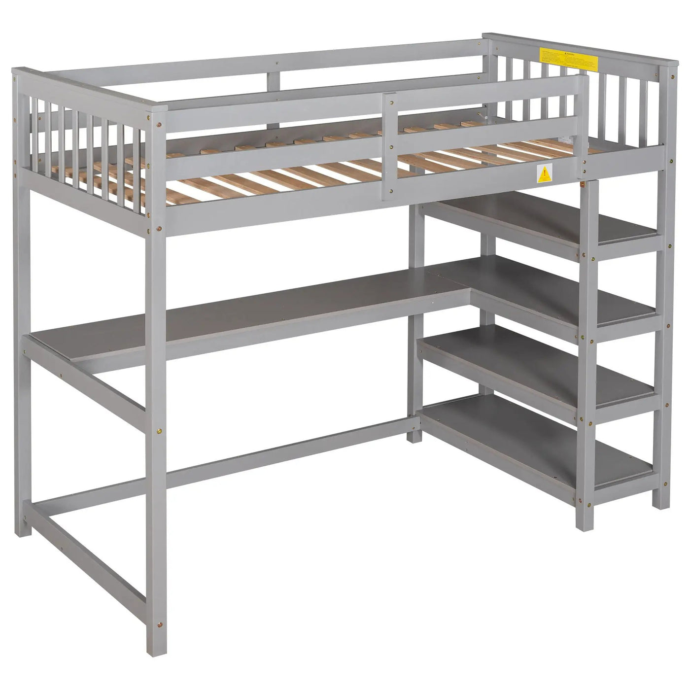 Loft Bed With Storage Shelves And Under Bed Desk by HouseOfZazla