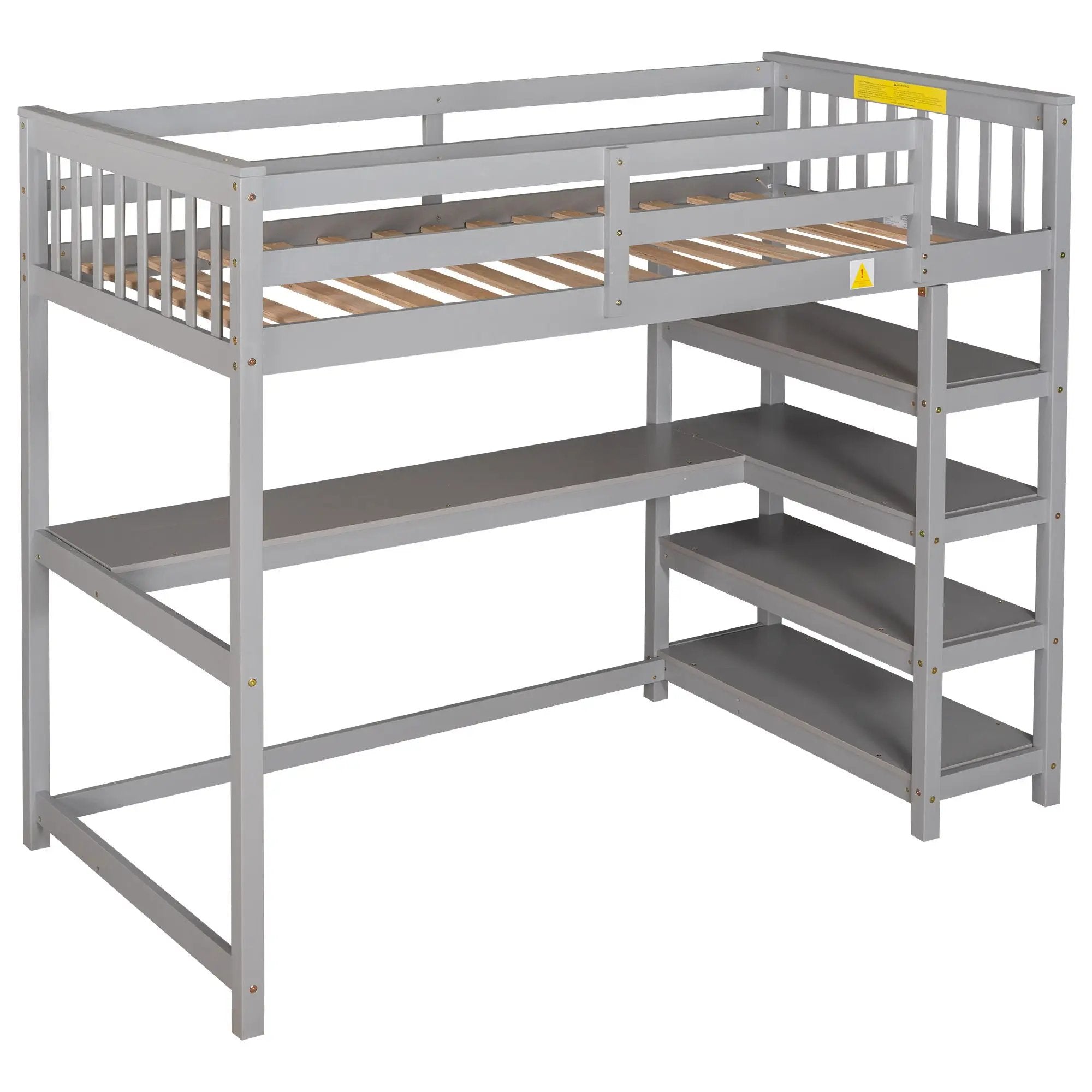 Loft Bed With Storage Shelves And Under Bed Desk by Unique Piece Furniture