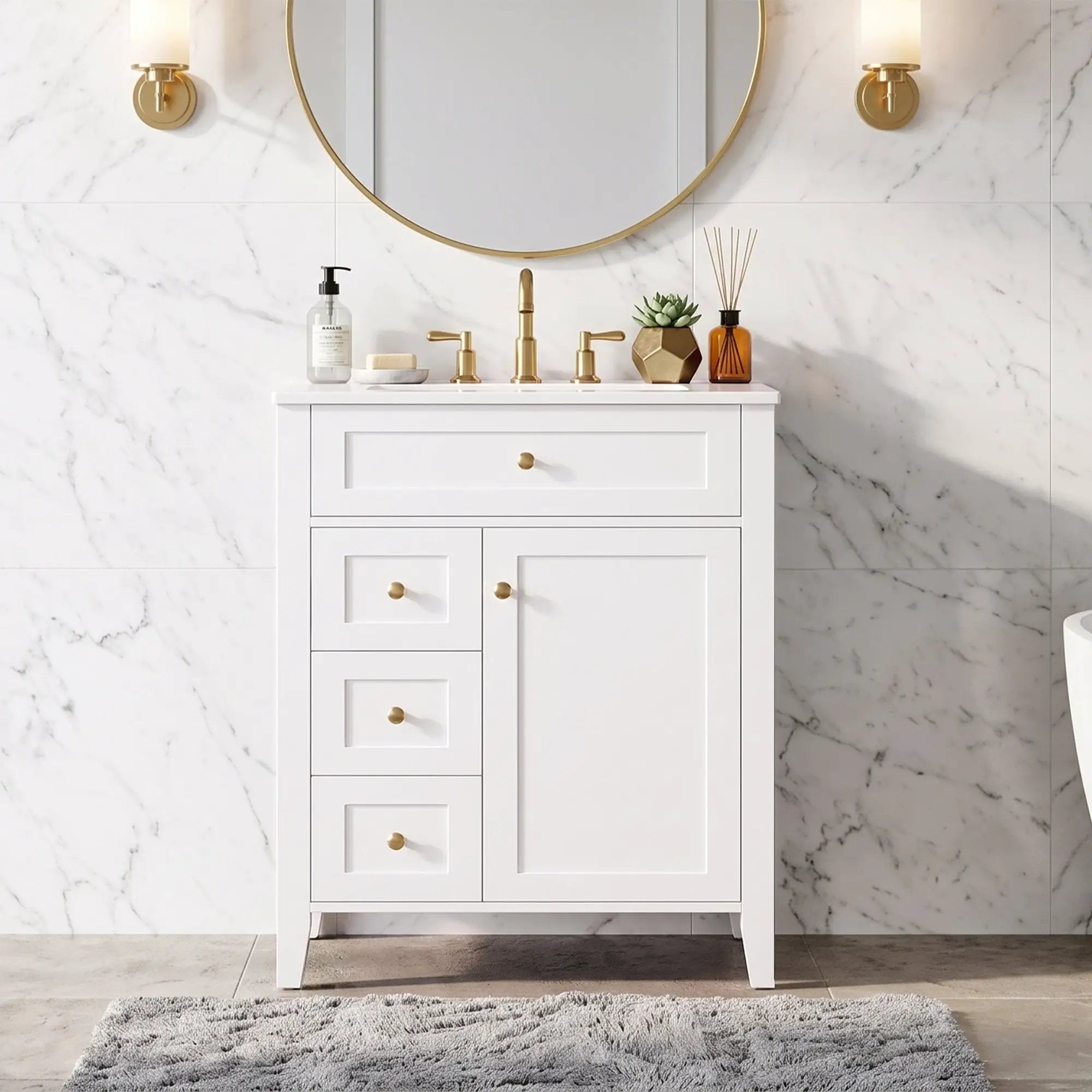 24" Modern Bathroom Vanity with Ceramic Sink by HouseOfZazla