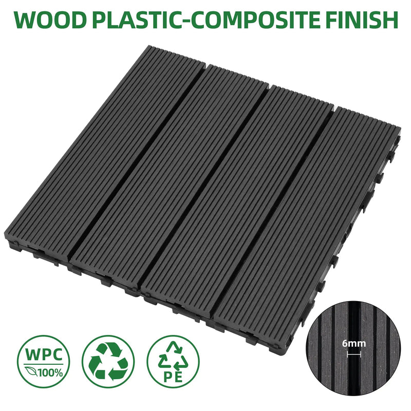 Tiles 9PCS Waterproof Outdoor and Indoor Flooring for Patio, Balcony, Porch, Backyard, Bedroom by HouseOfZazla