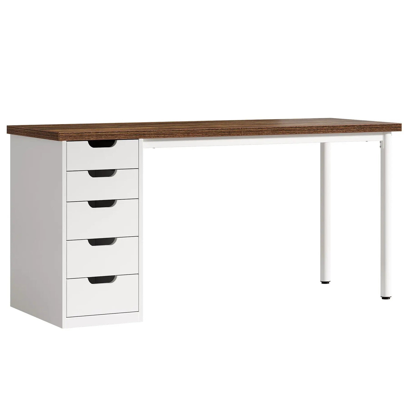 Computer Desk With 5 Drawers, Reversible Cabinet Design by HouseOfZazla