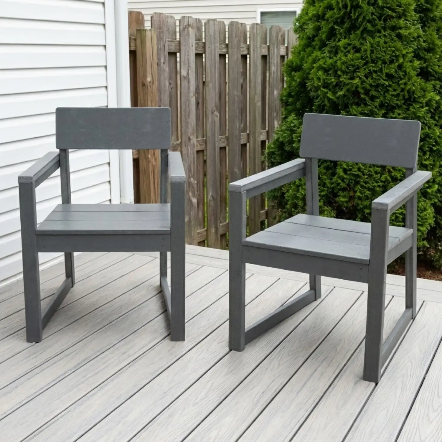 Grey HDPE Outdoor & Garden Armchairs with Backrest by HouseOfZazla