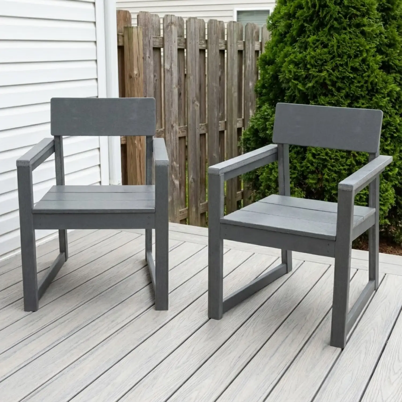 Grey HDPE Outdoor & Garden Armchairs with Backrest by HouseOfZazla