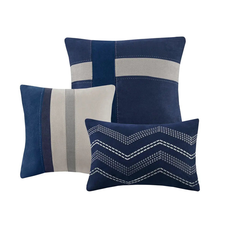 7 Piece Faux Suede Comforter Set Blue King by HouseOfZazla