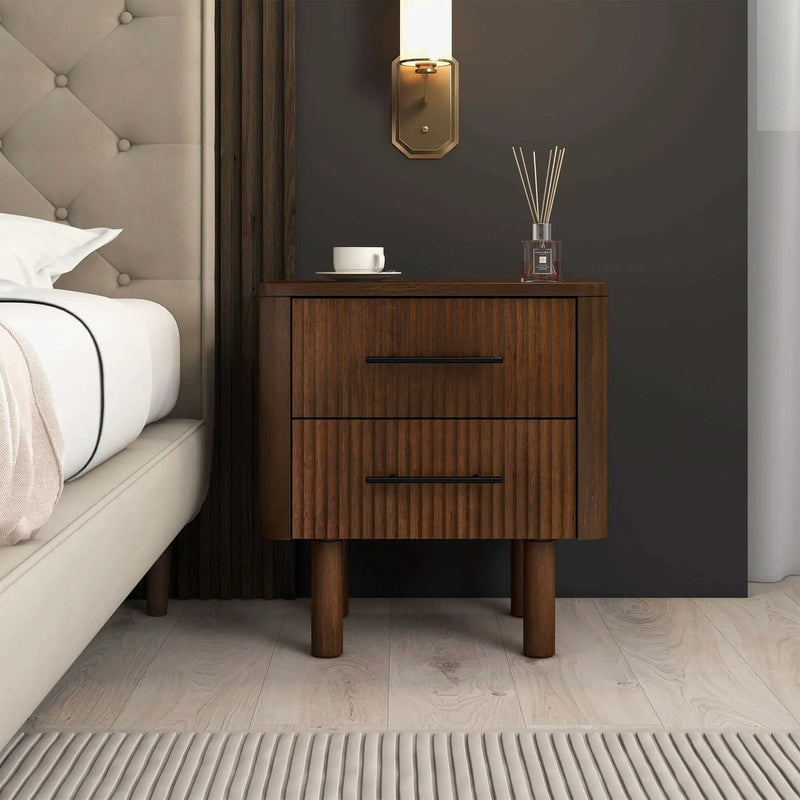 Logan - Nightsd Bed Side Tables With 2 Drawers - Brown by HouseOfZazla