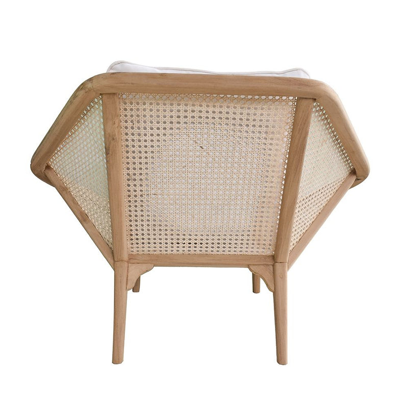 Teak Leisure Chair with Rattan Cane Back - Natural Wood / Brown, photo 5 of 10
