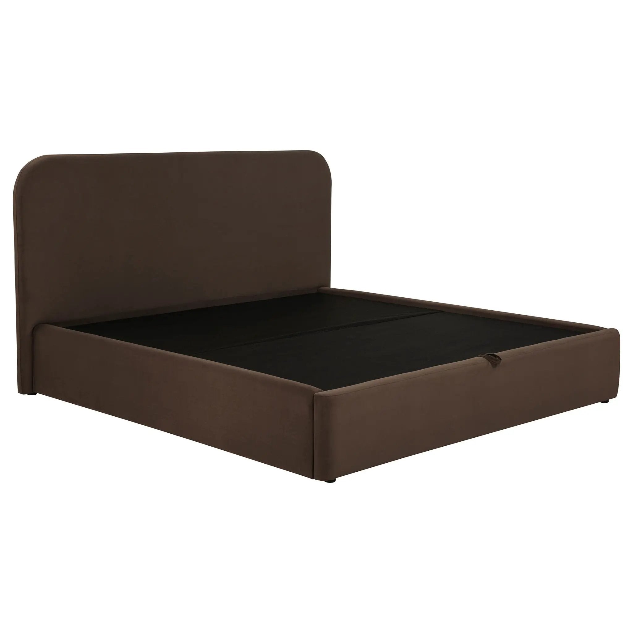 Anders Upholstered Eastern King Storage Lift Platform Bed Chocolate by Unique Piece Furniture