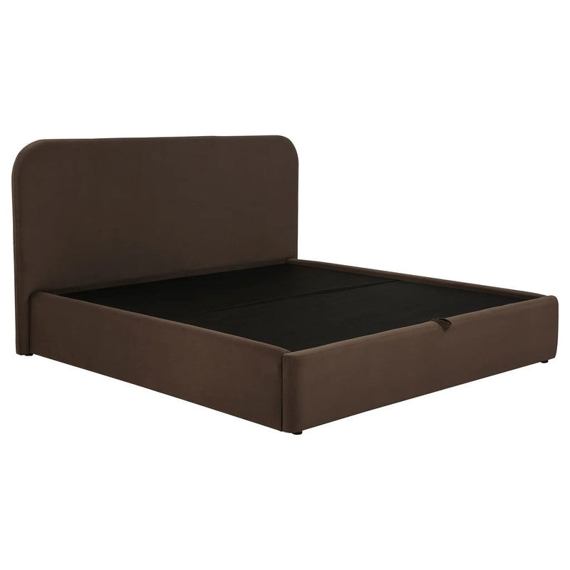 Anders Upholstered Eastern King Storage Lift Platform Bed Chocolate by Unique Piece Furniture