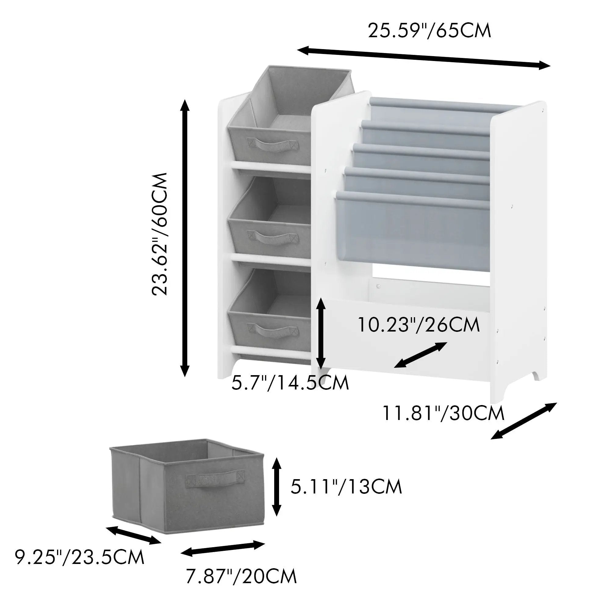 Bookshelf And Toy Storage Organizer, Multifunctional 4 Tier With 3 Collapsible Drawers - White by Unique Piece Furniture