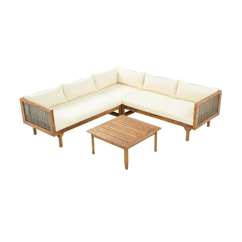 Premium Outdoor Sofa Set With Waterproof Cushions Sectional Seating Group by HouseOfZazla