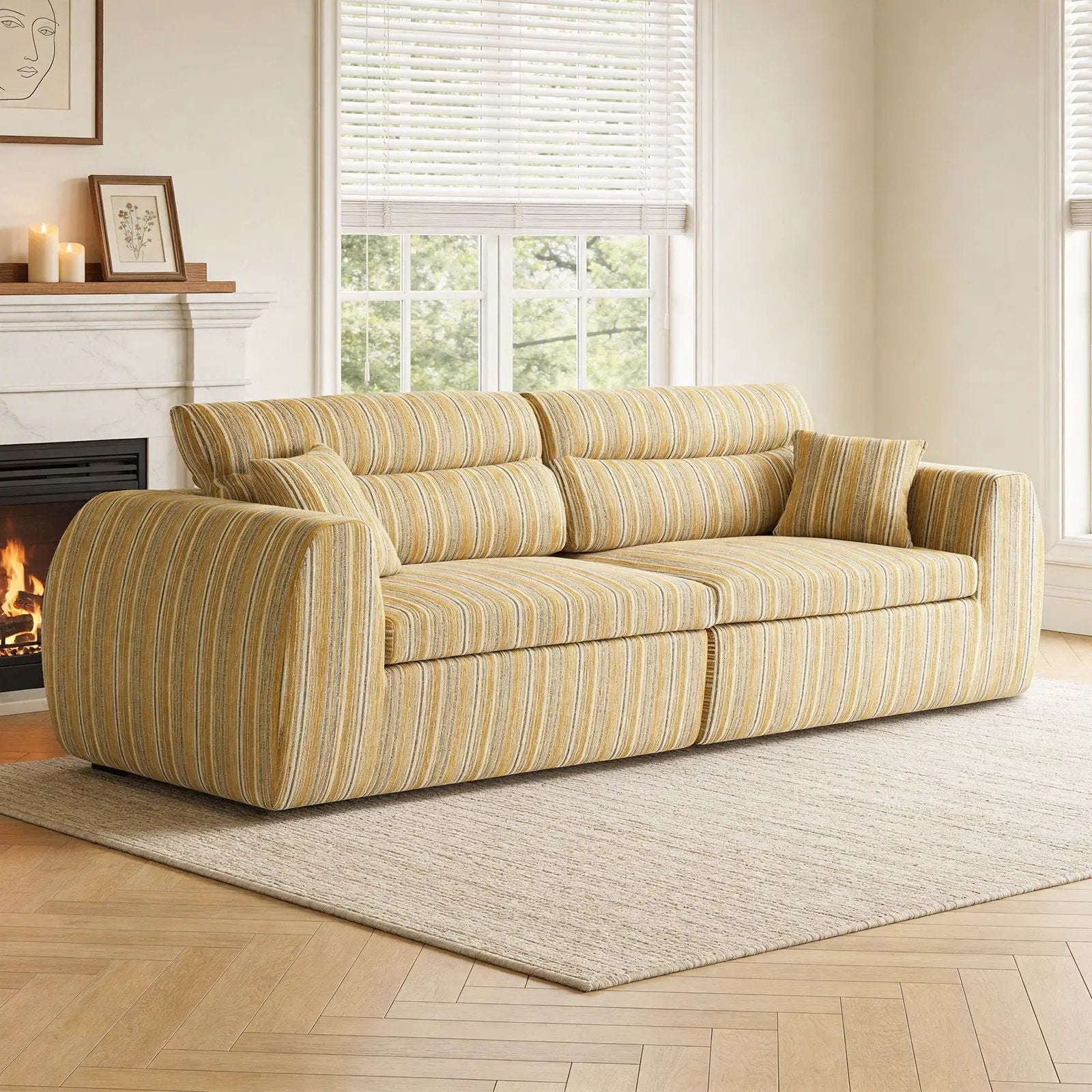 3 Seater, Couch With Throw Pillows For Living Room by Unique Piece Furniture