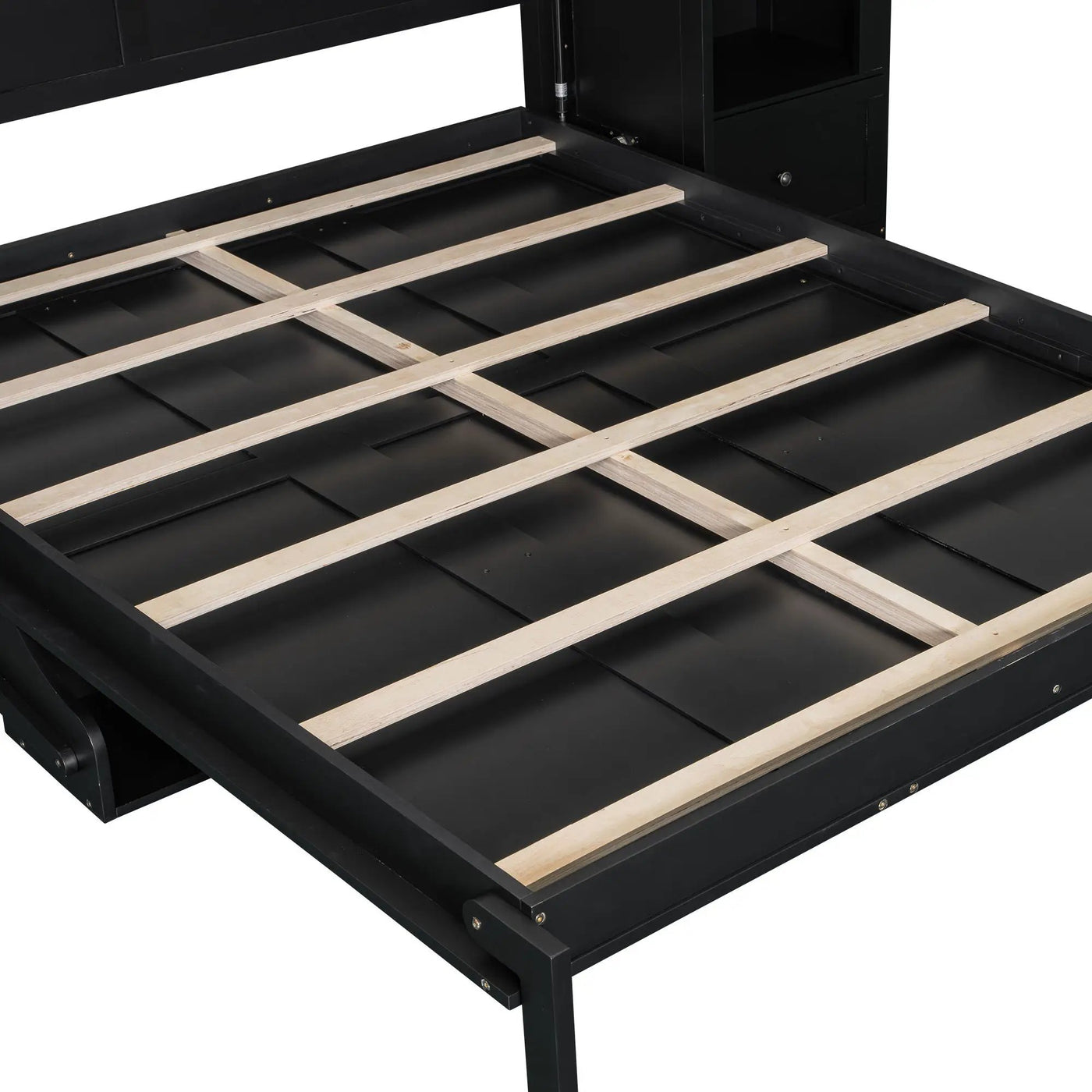 French Style Murphy Platform Bed With Shelf, Side Cabinets, Drawers And LED by HouseOfZazla